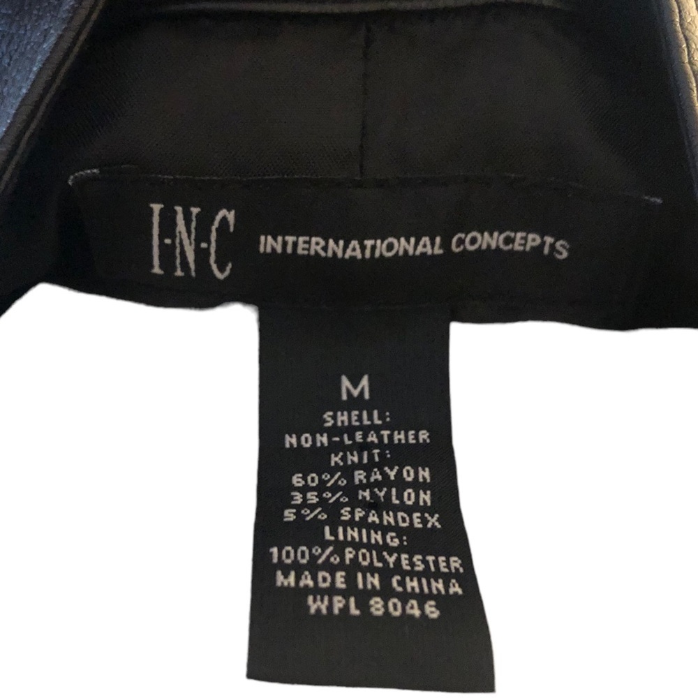 I.N.C M Vegan Black Leather Blazer Bikercore Jacket - Picture 6 of 7
